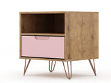 Rockefeller 1.0 Nightstand in Nature and Rose Pink - Ornate Home