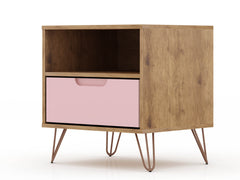 Rockefeller 1.0 Nightstand in Nature and Rose Pink - Ornate Home