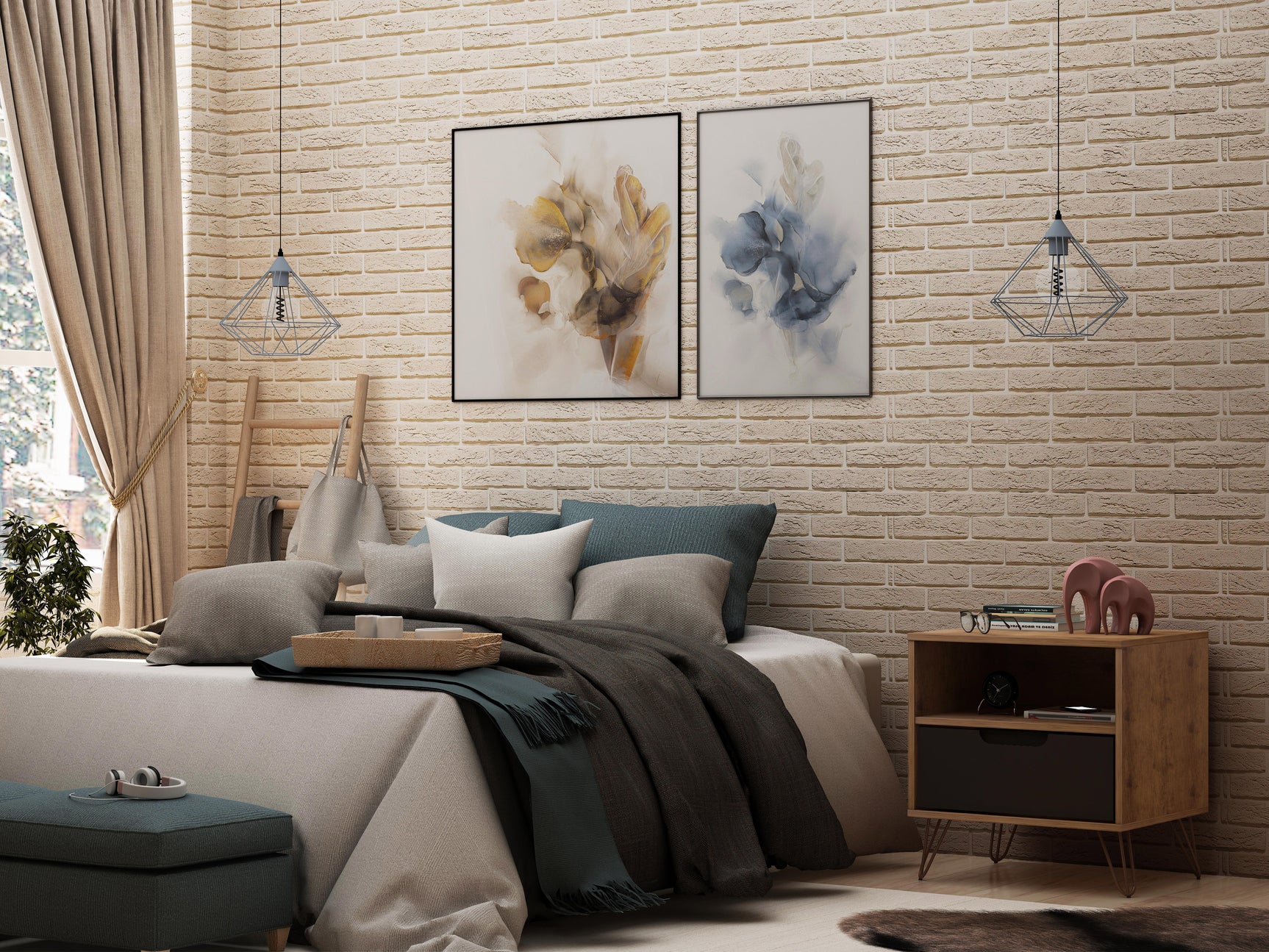 Rockefeller 1.0 Nightstand in Nature and Textured Grey - Ornate Home