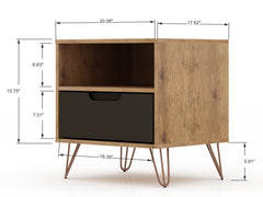 Rockefeller 1.0 Nightstand in Nature and Textured Grey - Ornate Home