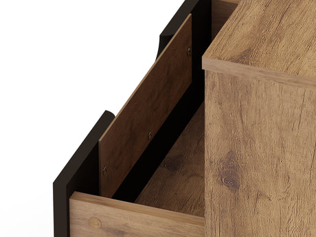 Rockefeller 1.0 Nightstand in Nature and Textured Grey - Ornate Home