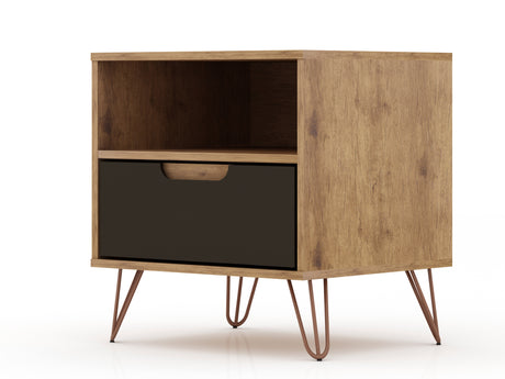 Rockefeller 1.0 Nightstand in Nature and Textured Grey - Ornate Home