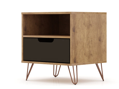 Rockefeller 1.0 Nightstand in Nature and Textured Grey - Ornate Home