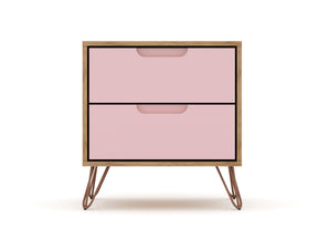 Rockefeller 2.0 Nightstand in Nature and Rose Pink - Ornate Home