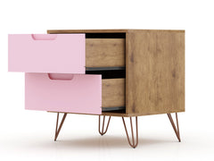 Rockefeller 2.0 Nightstand in Nature and Rose Pink - Ornate Home