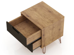 Rockefeller 2.0 Nightstand in Nature and Textured Grey - Ornate Home