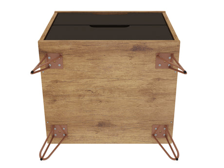 Rockefeller 2.0 Nightstand in Nature and Textured Grey - Ornate Home