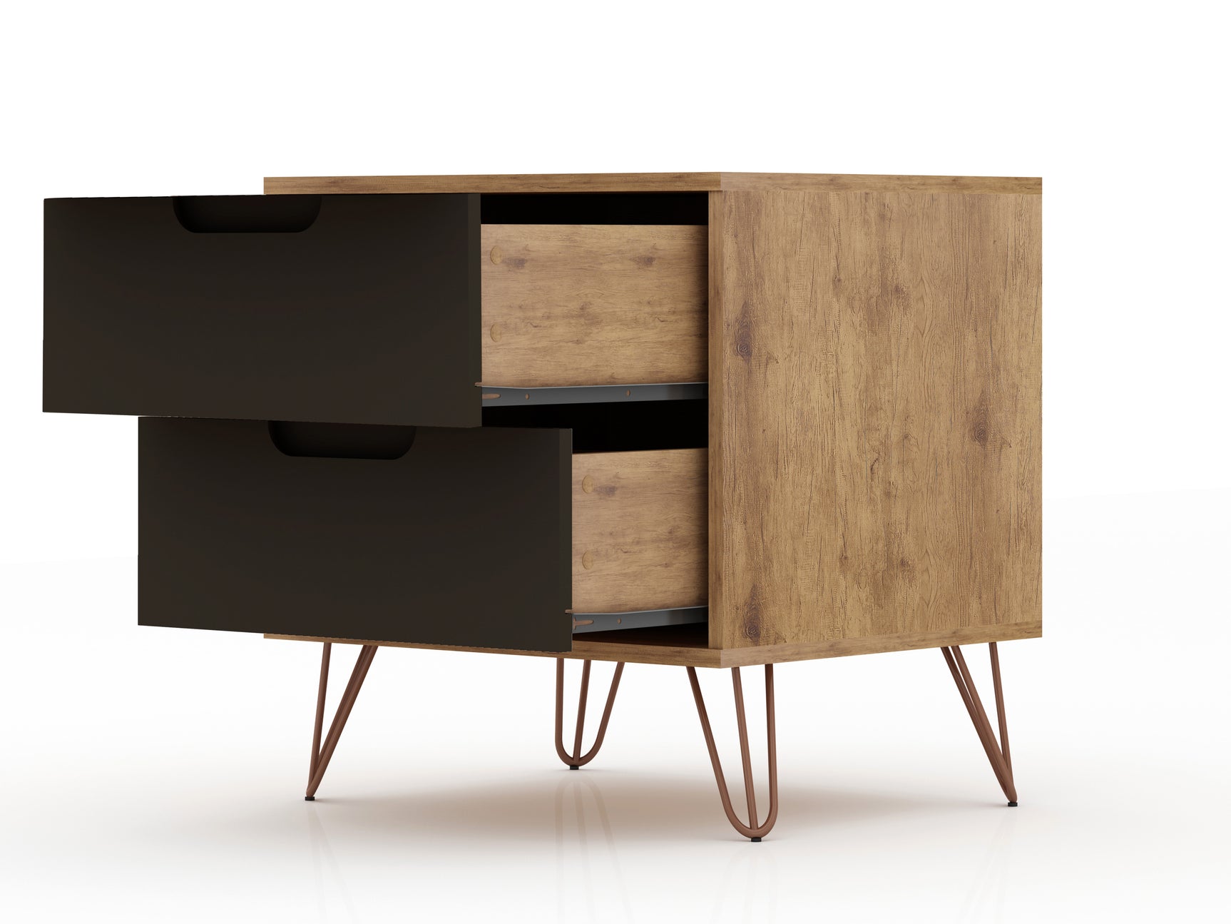 Rockefeller 2.0 Nightstand in Nature and Textured Grey - Ornate Home