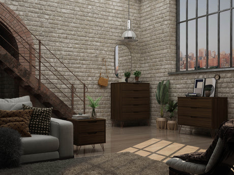 Rockefeller 3-Piece Brown Dresser and Nightstand Set - Ornate Home