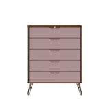 Rockefeller 3-Piece Nature and Rose Pink Dresser and Nightstand Set - Ornate Home