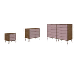 Rockefeller 3-Piece Nature and Rose Pink Dresser and Nightstand Set - Ornate Home