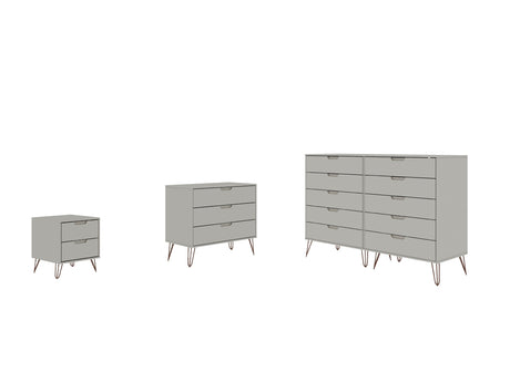 Rockefeller 3-Piece Off White Dresser and Nightstand Set - Ornate Home