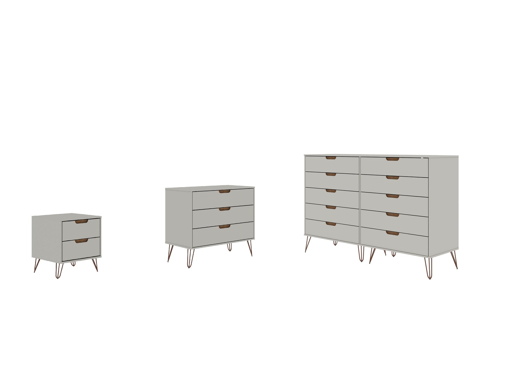 Rockefeller 3-Piece Off White and Nature Dresser and Nightstand Set - Ornate Home