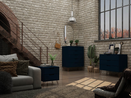 Rockefeller 3-Piece Tatiana Midnight Blue Dresser and Nightstand Set - Ornate Home