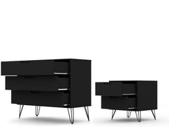 Rockefeller Dresser and Nightstand Set in Black - Ornate Home