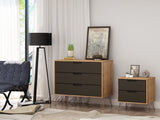 Rockefeller Dresser and Nightstand Set in Nature and Textured Grey - Ornate Home
