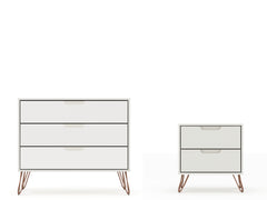 Rockefeller Dresser and Nightstand Set in Off White - Ornate Home