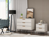 Rockefeller Dresser and Nightstand Set in Off White and Nature - Ornate Home