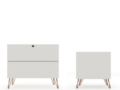 Rockefeller Dresser and Nightstand Set in Off White and Nature - Ornate Home