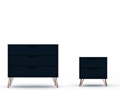 Rockefeller Dresser and Nightstand Set in Tatiana Midnight Blue - Ornate Home