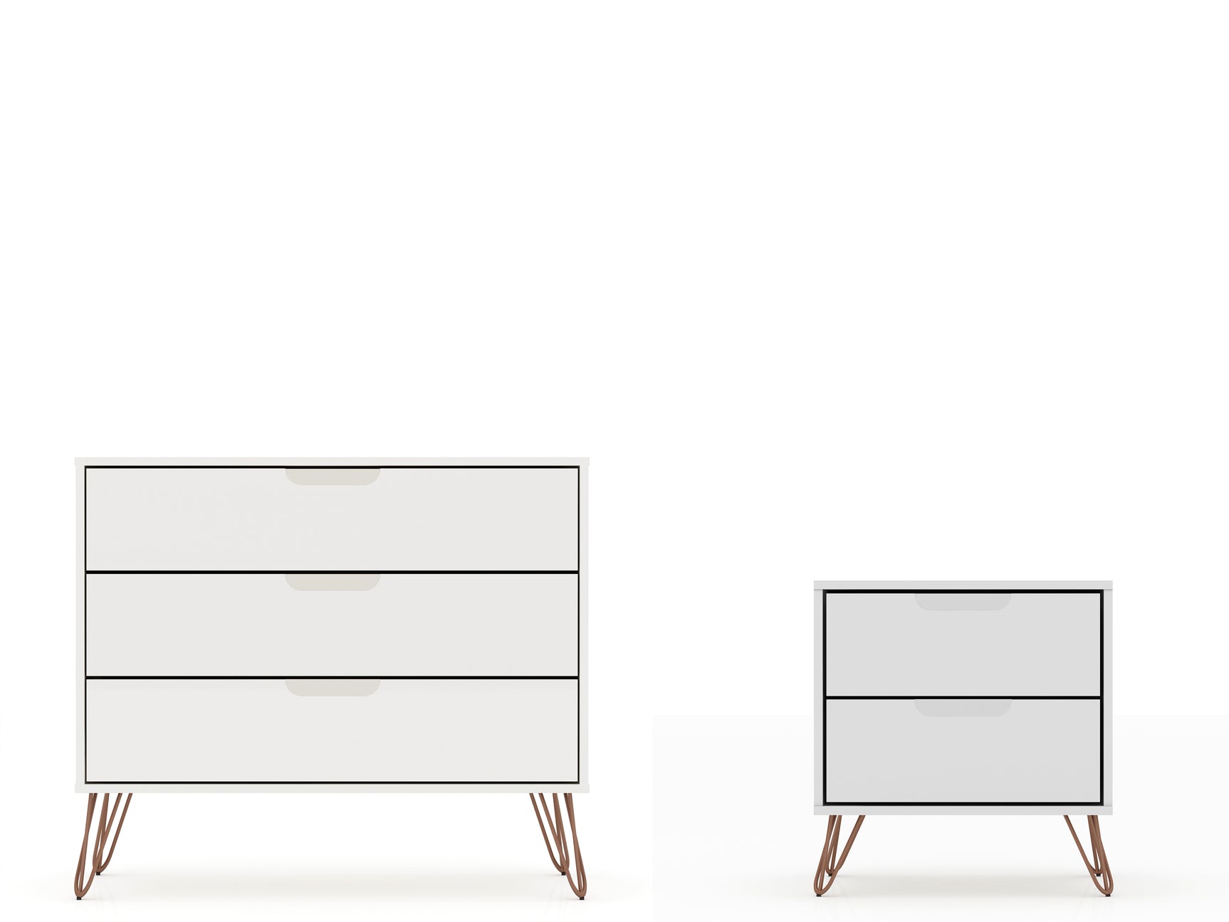 Rockefeller Dresser and Nightstand Set in White - Ornate Home