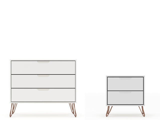 Rockefeller Dresser and Nightstand Set in White - Ornate Home