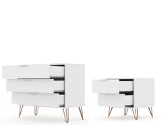 Rockefeller Dresser and Nightstand Set in White - Ornate Home
