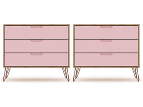 Rockefeller Dresser in Nature and Rose Pink (set of 2) - Ornate Home