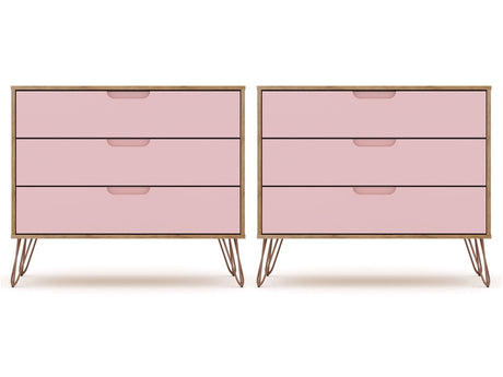 Rockefeller Dresser in Nature and Rose Pink (set of 2) - Ornate Home