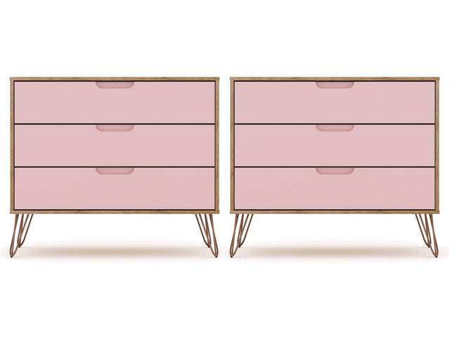 Rockefeller Dresser in Nature and Rose Pink (set of 2) - Ornate Home