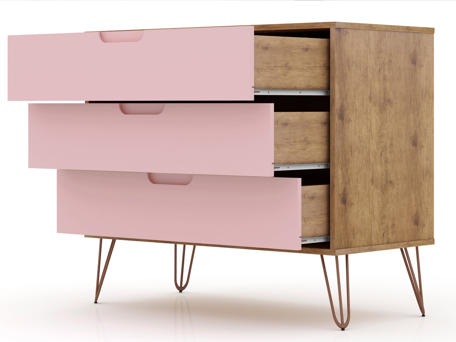Rockefeller Dresser in Nature and Rose Pink (set of 2) - Ornate Home