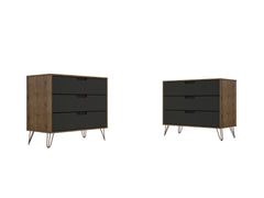 Rockefeller Dresser in Nature and Textured Grey (set of 2) - Ornate Home