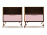 Rockefeller Nightstand 1.0 in Nature and Rose Pink (set of 2) - Ornate Home