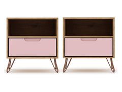 Rockefeller Nightstand 1.0 in Nature and Rose Pink (set of 2) - Ornate Home