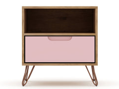 Rockefeller Nightstand 1.0 in Nature and Rose Pink (set of 2) - Ornate Home