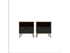 Rockefeller Nightstand 1.0 in Nature and Textured Grey (set of 2) - Ornate Home
