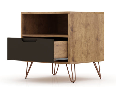 Rockefeller Nightstand 1.0 in Nature and Textured Grey (set of 2) - Ornate Home