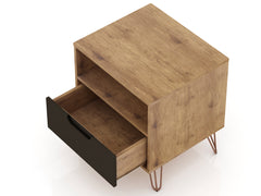 Rockefeller Nightstand 1.0 in Nature and Textured Grey (set of 2) - Ornate Home