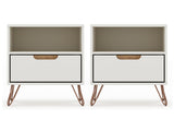 Rockefeller Nightstand 1.0 in Off White and Nature (set of 2) - Ornate Home