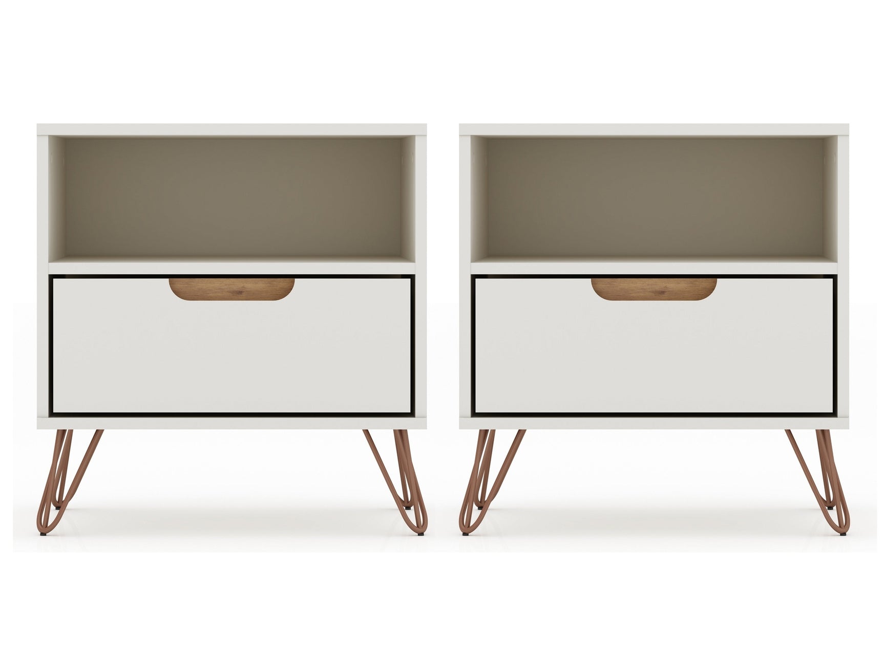 Rockefeller Nightstand 1.0 in Off White and Nature (set of 2) - Ornate Home