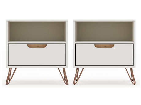 Rockefeller Nightstand 1.0 in Off White and Nature (set of 2) - Ornate Home