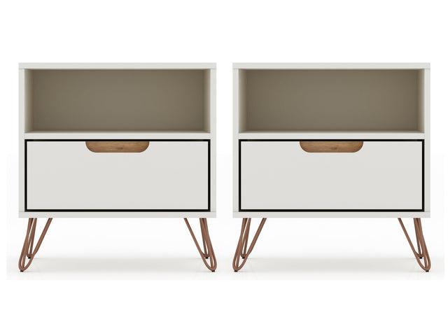 Rockefeller Nightstand 1.0 in Off White and Nature (set of 2) - Ornate Home