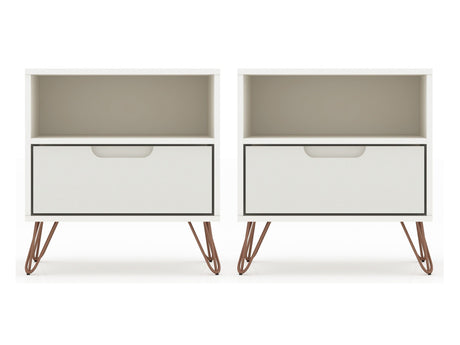 Rockefeller Nightstand 1.0 in Off White (set of 2) - Ornate Home