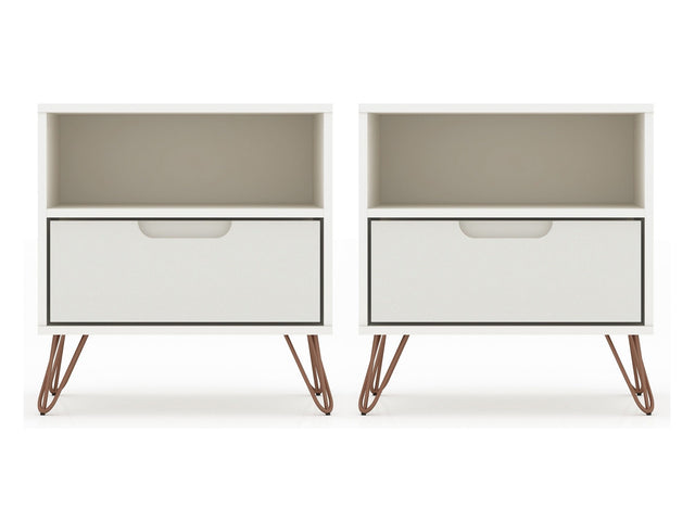 Rockefeller Nightstand 1.0 in Off White (set of 2) - Ornate Home