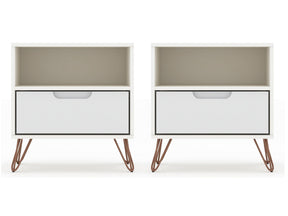 Rockefeller Nightstand 1.0 in White (set of 2) - Ornate Home