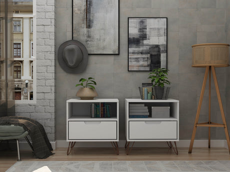 Rockefeller Nightstand 1.0 in White (set of 2) - Ornate Home