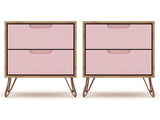 Rockefeller Nightstand 2.0 in Nature and Rose Pink (set of 2) - Ornate Home