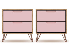 Rockefeller Nightstand 2.0 in Nature and Rose Pink (set of 2) - Ornate Home