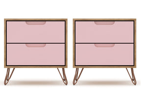 Rockefeller Nightstand 2.0 in Nature and Rose Pink (set of 2) - Ornate Home