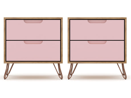Rockefeller Nightstand 2.0 in Nature and Rose Pink (set of 2) - Ornate Home